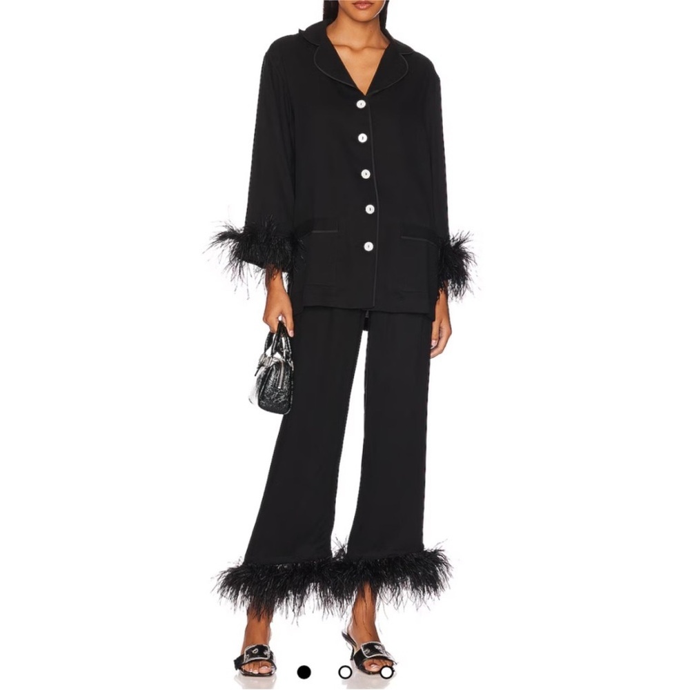Sleeper Double Feathers Party Pajama Set in Black